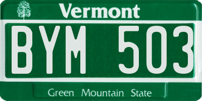 VT license plate BYM503