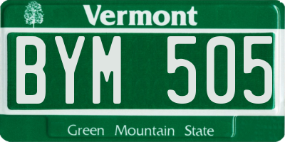 VT license plate BYM505