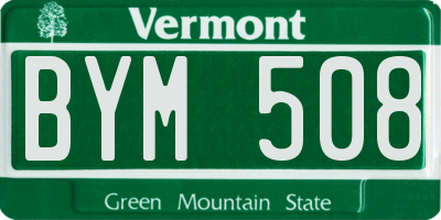 VT license plate BYM508