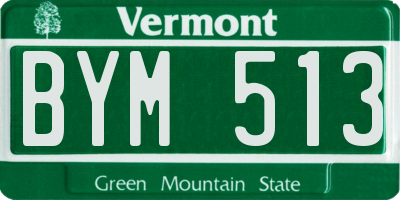 VT license plate BYM513