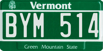 VT license plate BYM514