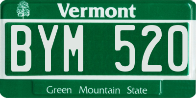 VT license plate BYM520
