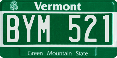 VT license plate BYM521