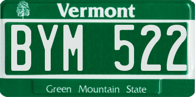 VT license plate BYM522