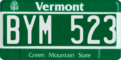 VT license plate BYM523