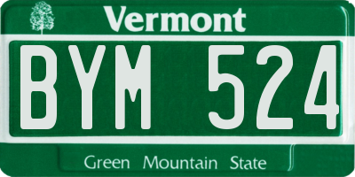 VT license plate BYM524
