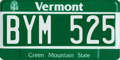 VT license plate BYM525