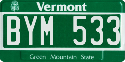 VT license plate BYM533