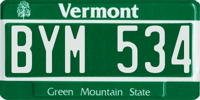 VT license plate BYM534