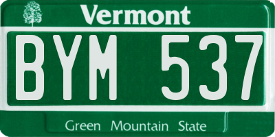 VT license plate BYM537