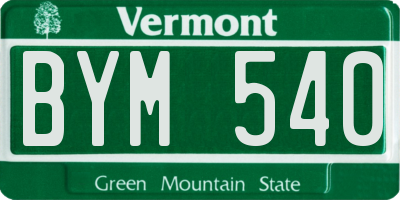 VT license plate BYM540