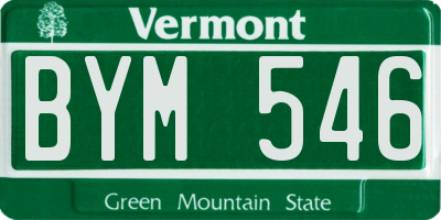 VT license plate BYM546
