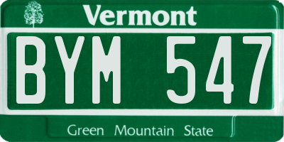 VT license plate BYM547