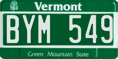VT license plate BYM549