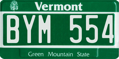 VT license plate BYM554