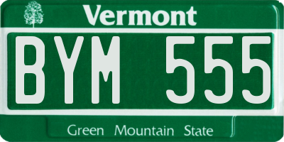 VT license plate BYM555