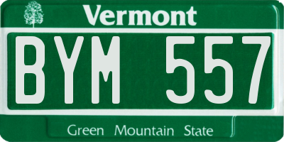 VT license plate BYM557