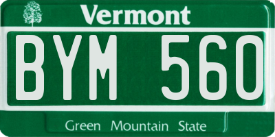 VT license plate BYM560