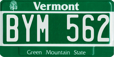 VT license plate BYM562
