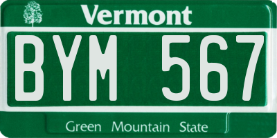 VT license plate BYM567