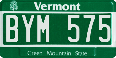 VT license plate BYM575
