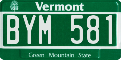 VT license plate BYM581