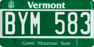 VT license plate BYM583