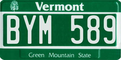 VT license plate BYM589