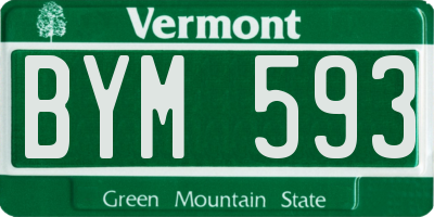 VT license plate BYM593