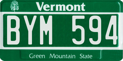 VT license plate BYM594