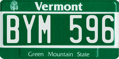 VT license plate BYM596