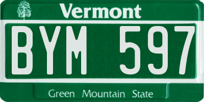 VT license plate BYM597