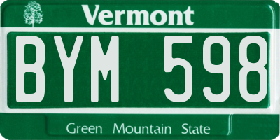 VT license plate BYM598