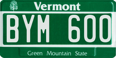VT license plate BYM600