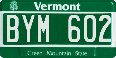 VT license plate BYM602