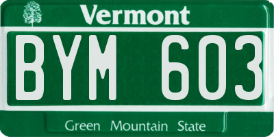VT license plate BYM603