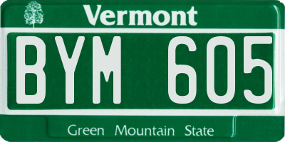 VT license plate BYM605