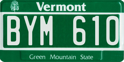VT license plate BYM610
