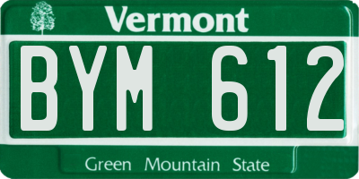 VT license plate BYM612