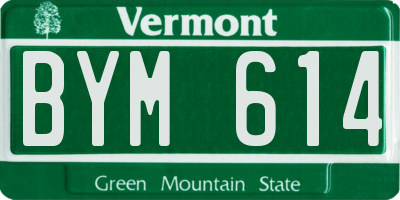 VT license plate BYM614