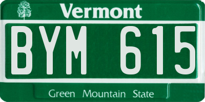 VT license plate BYM615