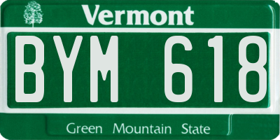 VT license plate BYM618