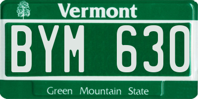 VT license plate BYM630