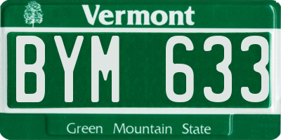 VT license plate BYM633