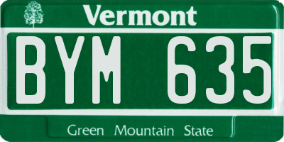 VT license plate BYM635
