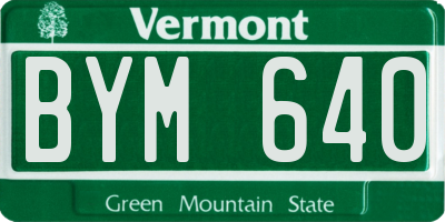 VT license plate BYM640