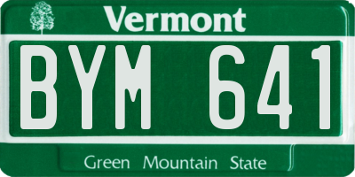 VT license plate BYM641