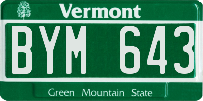 VT license plate BYM643