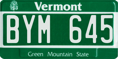 VT license plate BYM645