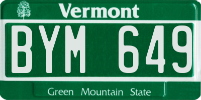 VT license plate BYM649